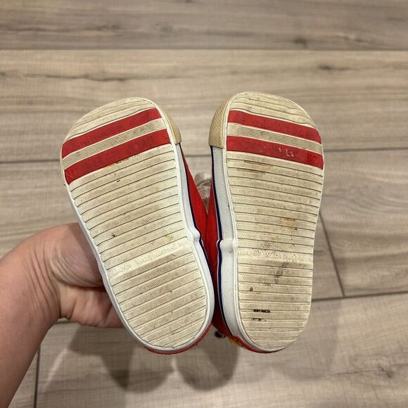 Miki House Second Shoes Red Canvas Logo Strap Sneakers Toddler Size 8 (14 cm) - Picture 7 of 11